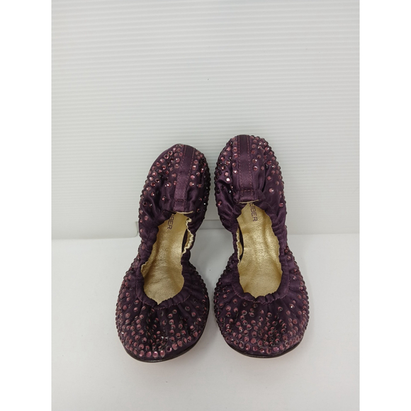 Judith Leiber Shoes - $395 JUDITH LEIBER Flats PLUM Satin Jeweled SWAROVSKI CRYSTALS SHOES Purple 5